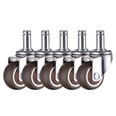 Imagem de 5 rodas giratórias de borracha macia de 50 mm - Rodas de substituição para cadeiras de escritório, móveis e equipamentos - Tipo de mola durável, rolamento suave, design resistente