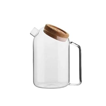 Imagem de CFGH6FDF Jarro de chá gelado de vidro criativo bule de chá resistente ao calor garrafa fria com tampa de cortiça suco de chá gelado jarra de bebida jarro de suco (médio)