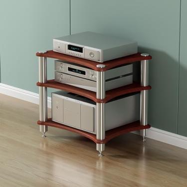 Imagem de Gabinete componente de suporte de mídia Av de 2/3/4 níveis, torre de rack de áudio estéreo de madeira, suporte de leitor de CD, torre de rack de áudio, rack de áudio HiFi moderno, móveis de gabinete