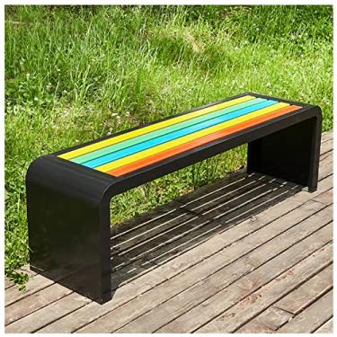 Imagem de Bancos de jardim ao ar livre, banco de metal sem costas, móveis externos, banco de jardim de metal 100/120/150/180 cm, ideal para pátios, quintais, jardins, áreas de piscina, preto 1.100 x 40 x 45 cm
