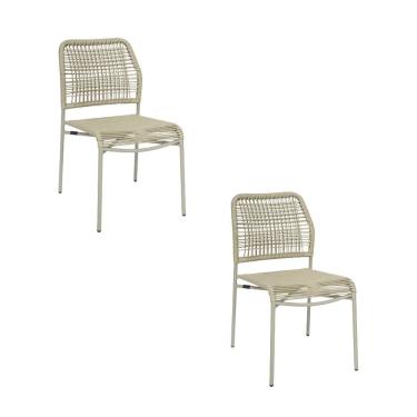 Imagem de Kit com 2 Cadeiras em Aço Carbono e Corda Náutica para Área Externa Leme  Cinza