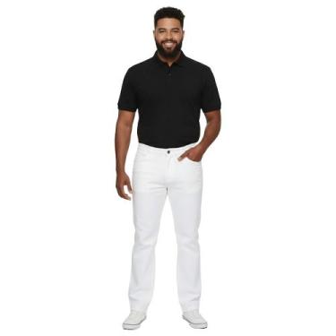 Imagem de Calça branca com elastano sarja masculina plus size - DEMORGAN, Branco