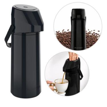 Imagem de Garrafa Termica Bomba de Pressão Soprano 1L Rubi Não Pinga, Preta