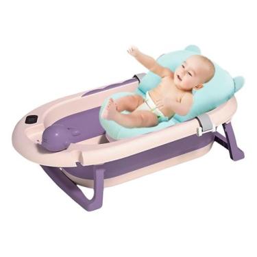 Imagem de Banheira Para Bebê Dobrável Com Termômetro E Cama De Segurança - Tibab