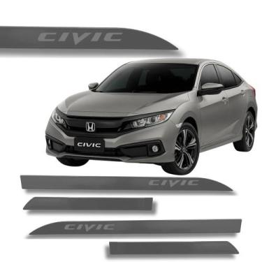 Imagem de Jogo Friso Slim Lateral Honda Civic Original com Grafia Cores, Cinza M
