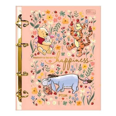 Imagem de Fichário Caderno Argolado Ursinho Pooh 80 Folhas Rosa - Tilibra