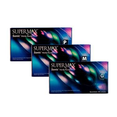 Imagem de LUVA PARA PROCEDIMENTO NITRILICA SONIC SUPERMAX cx 100un, M
