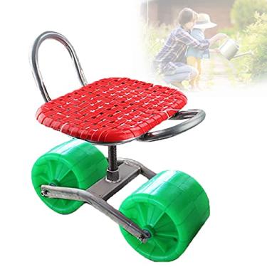 Imagem de Assento giratório de 360°, assento móvel de trabalho com rolamento, ferramentas de jardinagem com almofada confortável, assento de jardim móvel suprimentos para plantação jardim