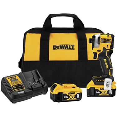 Imagem de Dewalt Kit de chave de impacto Atomic 20V MAX 0,63 cm sem escovas sem fio 3 velocidades (DCF850P2), Amarelo