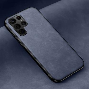 Imagem de Capa magnética de couro para samsung galaxy s22 ultra s21 s20 fe s10 s9 plus a53 a52 5g a12 a50 nota 20 10 9 capa com placa de metal, pico azul, para samsung s22