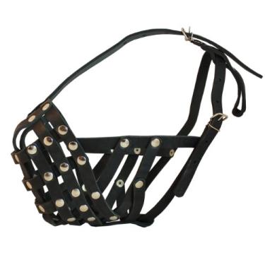 Imagem de Focinheira de segurança em trama de couro para boxer, buldogue inglês (circunferência: 35,5 cm, comprimento do focinho 7,6 cm)