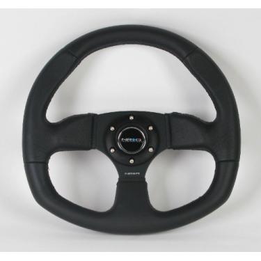 Imagem de Volante NRG – 09 (fundo plano) – 320 mm (12,60 polegadas) – Couro preto/oval – Peça # ST-009R