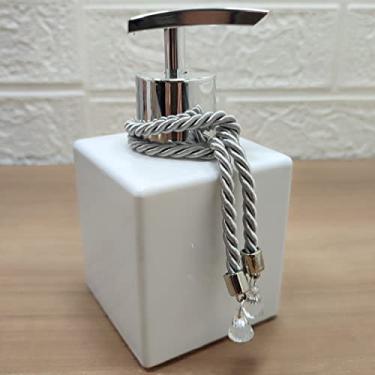 Imagem de Dispenser Porta Sabonete Líquido Frasco Porta Álcool Gel e Hidratante - Branco e Prata-Luiggi Presentes®