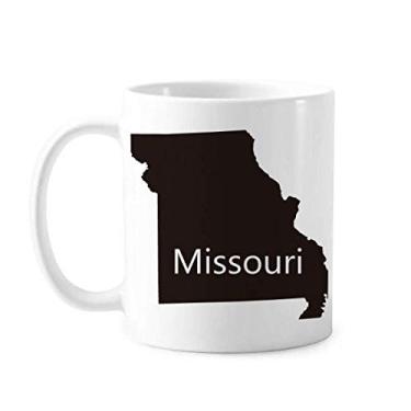 Imagem de Caneca de cerâmica com contorno do mapa dos EUA Missouri America xícara de porcelana de café