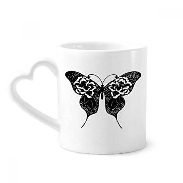 Imagem de Caneca borboleta com asas de rosa caneca café cerâmica copo de coração de vidro
