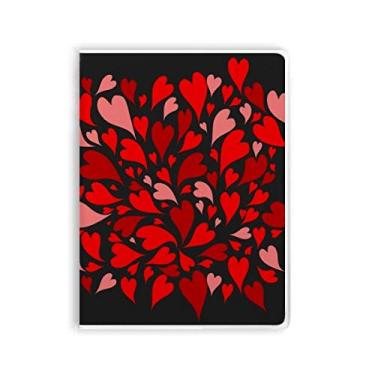 Imagem de Diário de capa macia para caderno, dia dos namorados, preto, vermelho, rosa, corações