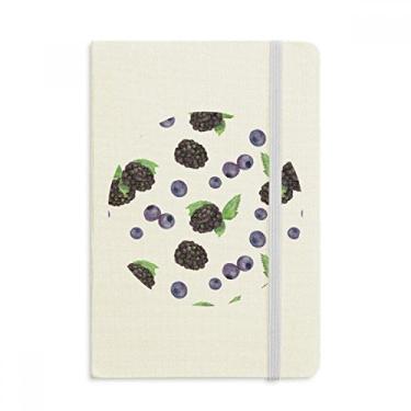 Imagem de Caderno com estampa de ilustração em aquarela e frutas de blueberry, capa dura em tecido, diário clássico