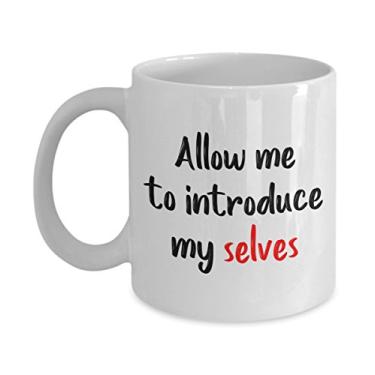 Imagem de Caneca de personalidade dividida - Let me to introduce my self - Caneca de café de cacau quente divertido - ideia de presente de aniversário