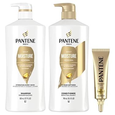 Imagem de Shampoo pantene, condicionador e conjunto de tratamento capilar, renovação diária de umidade para cabelos secos, seguro para cabelos tratados com cores
