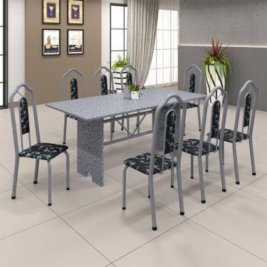 Imagem de Conjunto Sala De Jantar Mesa 071 Com Granito E 8 Cadeiras Bianca Preto