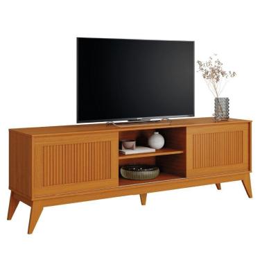 Imagem de Rack Bancada Para Tv Até 65 Polegadas 1,80m Ripado Impressão 3d 2 Portas Cedro King Edn Cedro