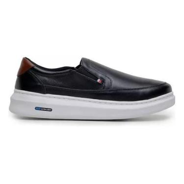 Imagem de Sapatenis Mocassim Masculino De Couro Slip On  Calçar Facil Tenis Conf