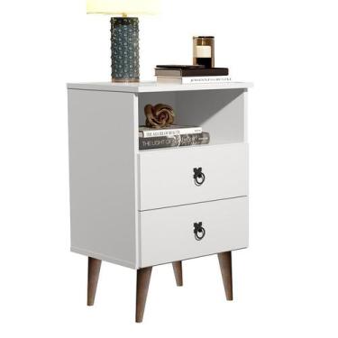 Imagem de Mesa cabeceira para quarto / madri ii gavetas / pés madeira - Estilo D