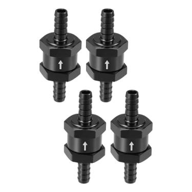Imagem de Hihaha Válvula de retenção de combustível unidirecional/válvula de retenção unidirecional interna sem retorno para carro combustível gasolina diesel/durável 0,8 cm 8 mm OD / 4 peças preto