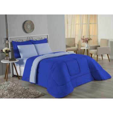 Imagem de Edredom Solteiro Malha 100% Algodão - Davy Enxovais, ROYAL/AZUL BEBE