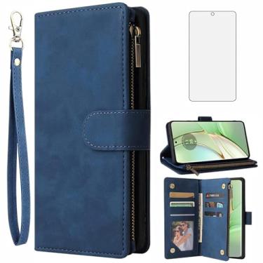 Imagem de Asuwish Compatível com Motorola Moto Edge 2023/Edge 40 Capa carteira de vidro temperado e capa flip de couro com suporte para cartão, acessórios de celular, capas de telefone para Edge40 mulheres