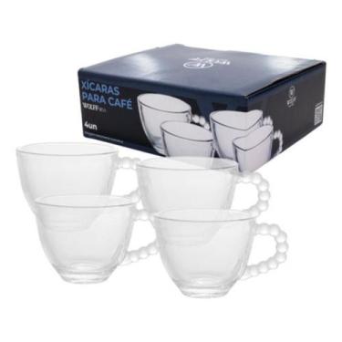 Imagem de Conjunto 4 Xícaras De Cristal Sem Pires Pearl 80ml Café Chá - Wolff