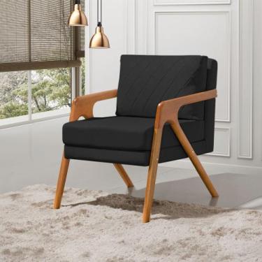 Imagem de Poltrona Mona Luxo Onix Madeira Maciça Tecido Veludo Preto Web Holz, P