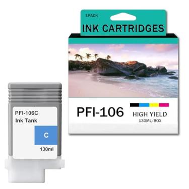 Imagem de Reposição de tanque de tinta PFI-106 remanufaturado para impressora Canon iPF-6400 iPF-6400S iPF-6410 iPF-6450 iPF-6460 iPF-6410s, 12 cores, refil de cartucho de tinta de 130 ml, pacote com 1 C