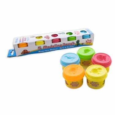 Imagem de BAZIC Massa de modelar 28 g, 5 cores fluorescentes, argila de modelagem não tóxica macia DIY com tampas de molde para arte e artesanato, escultura, crianças infantis, 1 pacote