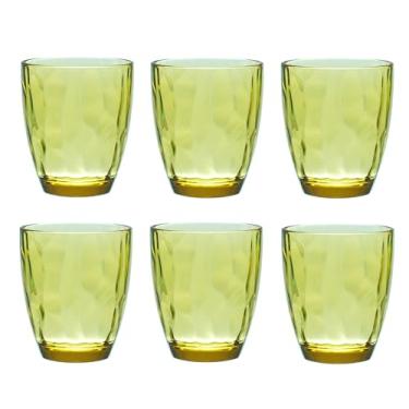 Imagem de QG Conjunto de 6 copos de vidro com pedras de plástico acrílico 400 ml amarelo DF141-YL6P