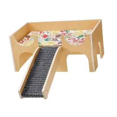 Imagem de Generic Hamster House Maze Wooden Icret Pig House com rampa e hideaway hideaway hitbats de canteiro de leito para ratos ratos ratos ratos