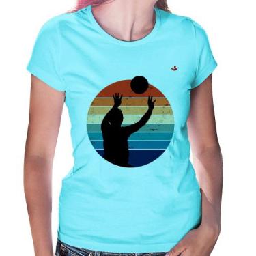 Imagem de Baby Look Vôlei Vintage Sunset - Foca na Moda, Azul claro, M