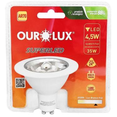 Imagem de Lâmpada Led Ar70 4,5W Bivolt Gu10 Branco Frio 6500K - OUROLUX, Bivolt