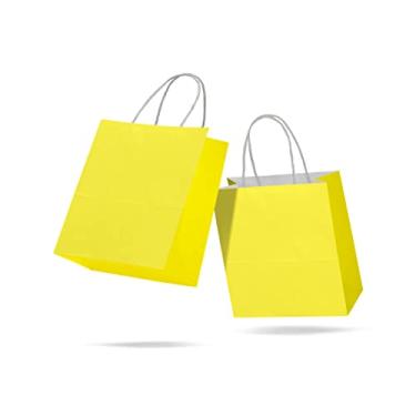 Imagem de Sacola de Papel Kraft Colorido Reforçada Com Alça Torcida P 18 x 22 x 9cm 10 unidades (Amarela)
