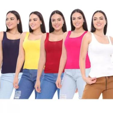 Imagem de Regata Alça Grossa Lisa 5 Peças - Abafarto, Feminino, GG, Colorido