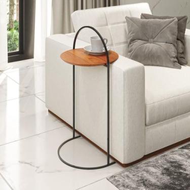 Imagem de Mesa de Apoio Lateral Industrial com tampo 100% MDF 33cm Oslo - Sym De