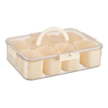 Imagem de IEUDNS Jarra de Condimento para contêiner de alimentos de compartimento múltiplo Caixa de temperatura para entretenimento para festas de geladeira em casa, Claro