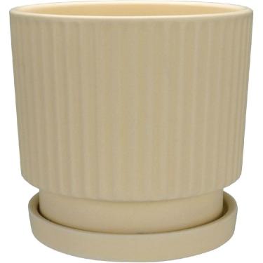 Imagem de CACHEPÔ VASO DECORATIVO PLANTA HOME&CO CERÂMICA 13x14x14cm BEGE