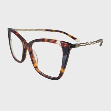 Imagem de Armação para Óculos de Grau Original Sabrina Sato Tartaruga e Dourado Gatinho Acetato Sem plaqueta Feminino SS178