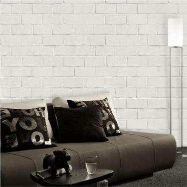 Imagem de Papel de Parede Tijolinho Decorativo Branco - Inove Papéis de Parede 