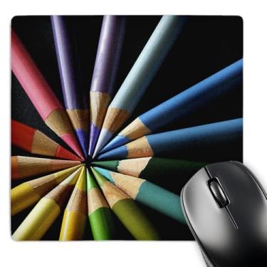 Imagem de 3dRose Mouse pad LLC 20 x 20 x 0,63 cm, lápis de cor dispostos na roda de cor (mp_22339_1)
