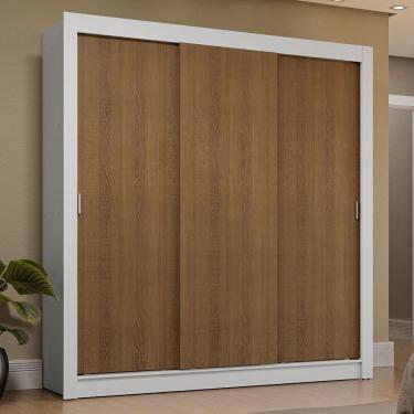 Imagem de Guarda-roupa Casal 3 Portas De Correr Branco/rustic Sublime Plus Madesa Branco/rustic