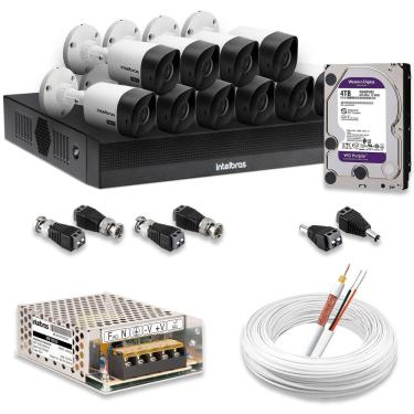 Imagem de Kit 10 Câmeras De Segurança Intelbras Hd 720p Com Dvr Mhdx 1016-c Full Hd L Com Hd 4tb Purple
