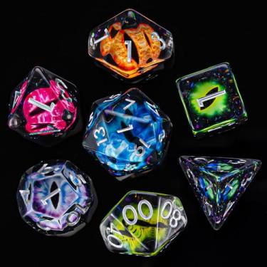 Imagem de DND Resin Eyes Dice Set Dungeons and Dragons Dice Set, Resin D&D Dice Set Red Polyhedral Dice for Dungeons and Dragons Role Playing Games D&D Dice Set D20 D12 D10 D8 D6 D4
