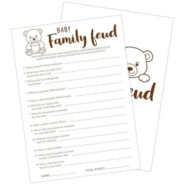 Imagem de ZEDEV 30 PCS Cute Bear Baby Shower Family Feud Game Baby Shower Game with 1 Answer Card for Boy Girl, Trivia Activity Gender Neutral Party Supplies & Decor-C05